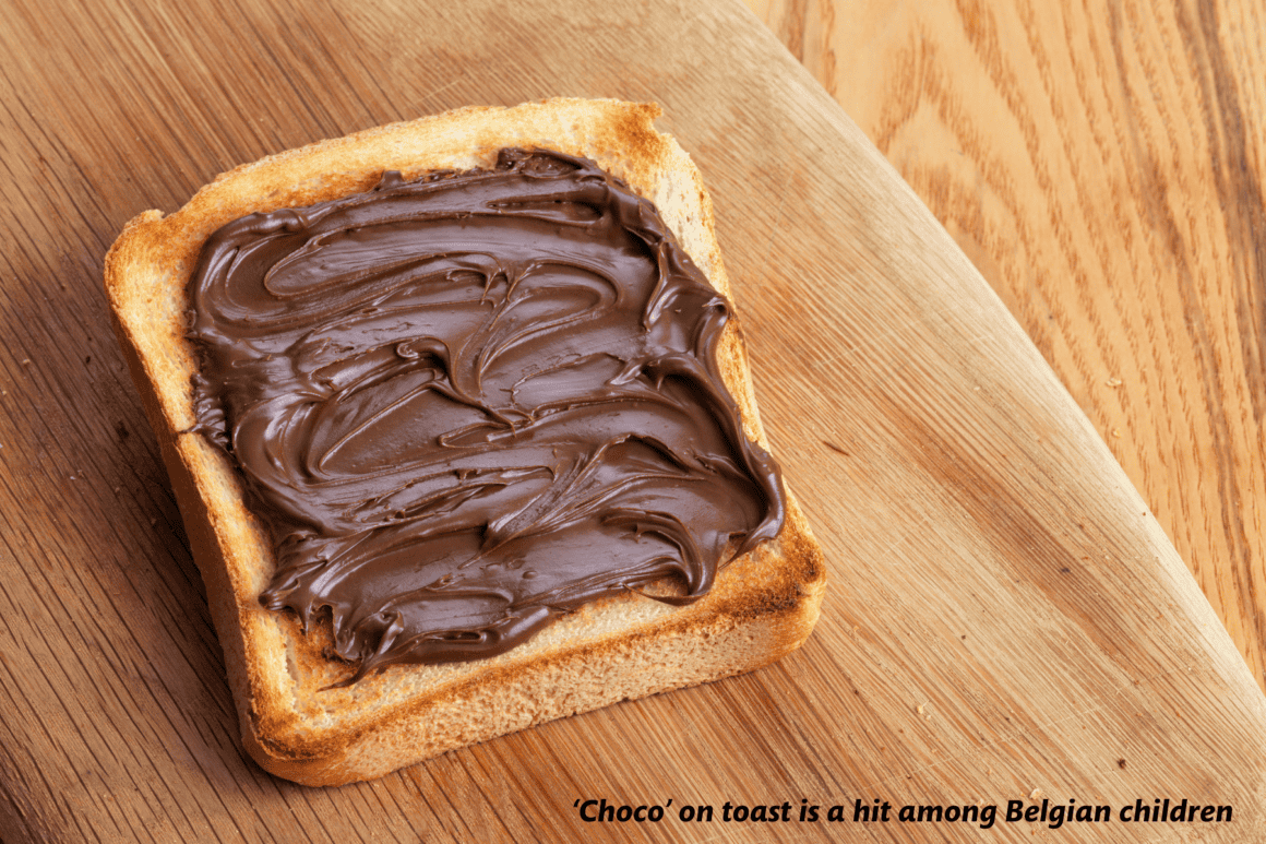 Choco spread on toast, Belgium 