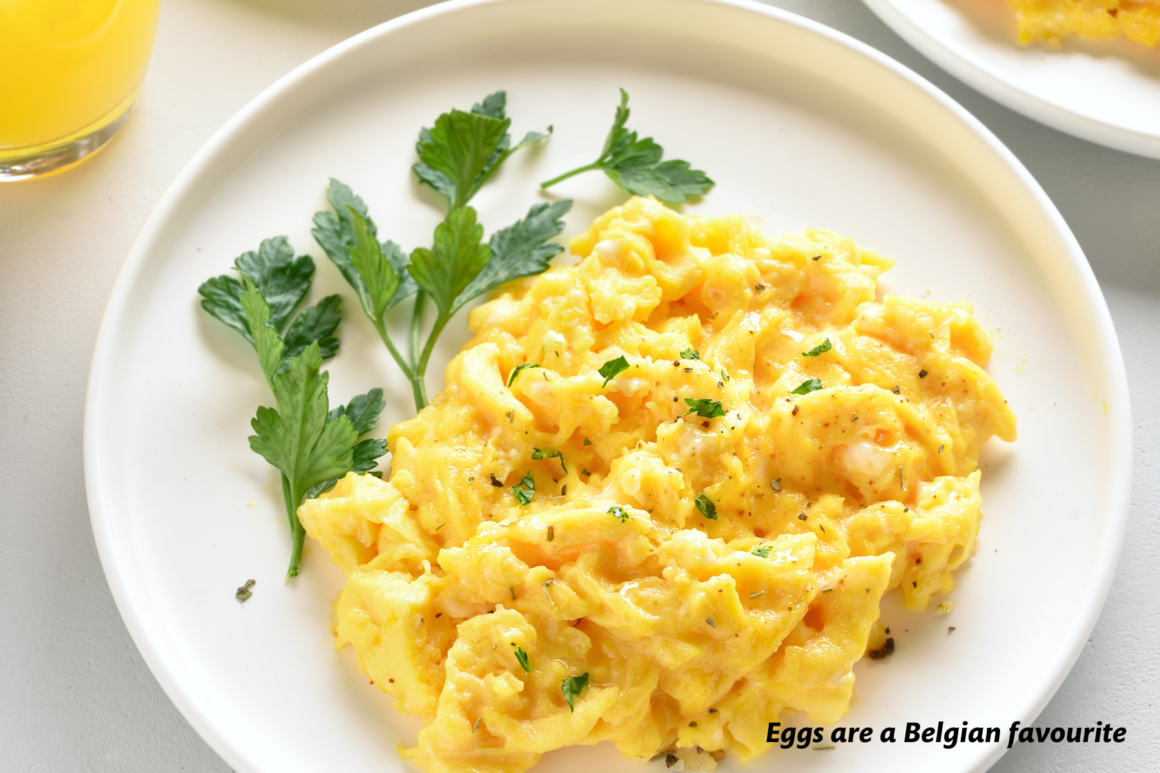 Breakfast scrambled eggs in Belgium 