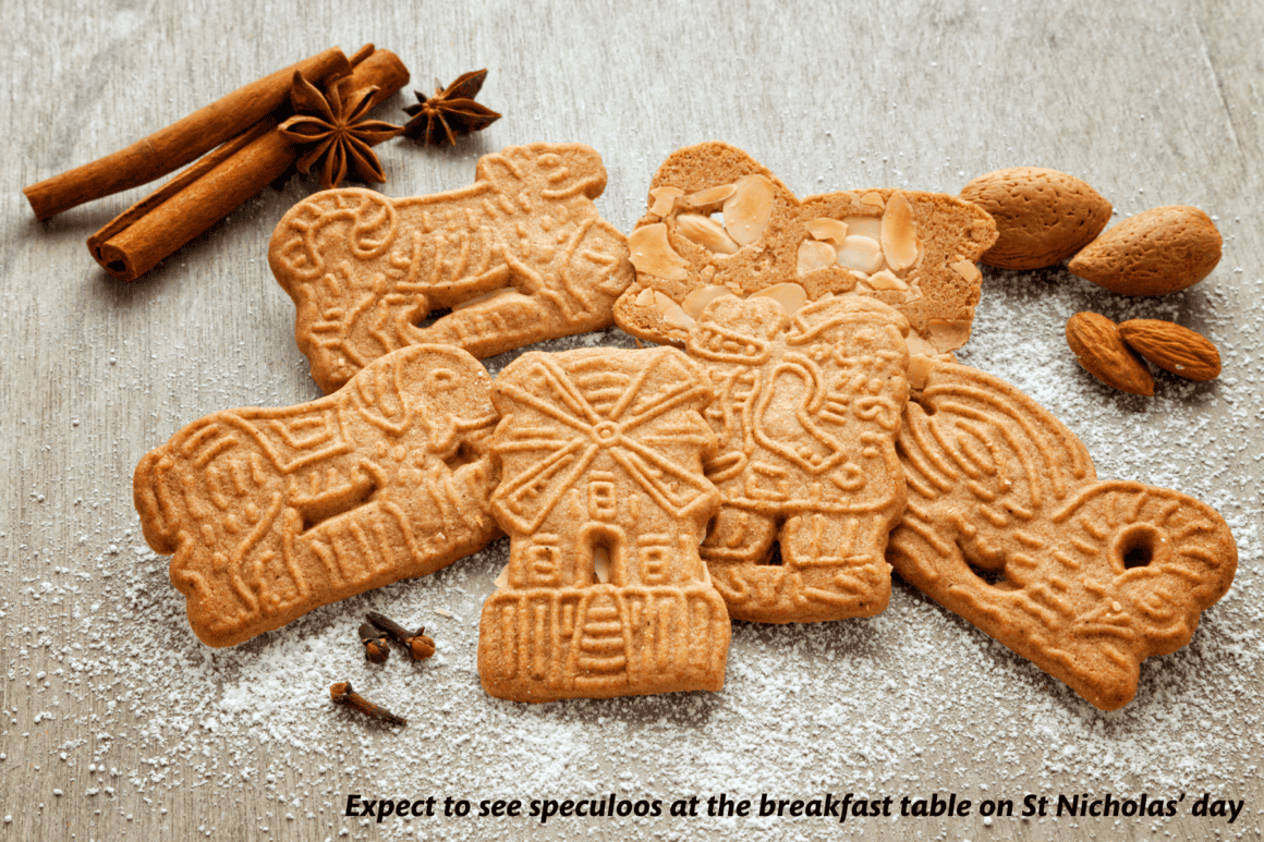 Sugared speculoos biscuits on a table in Belgium 